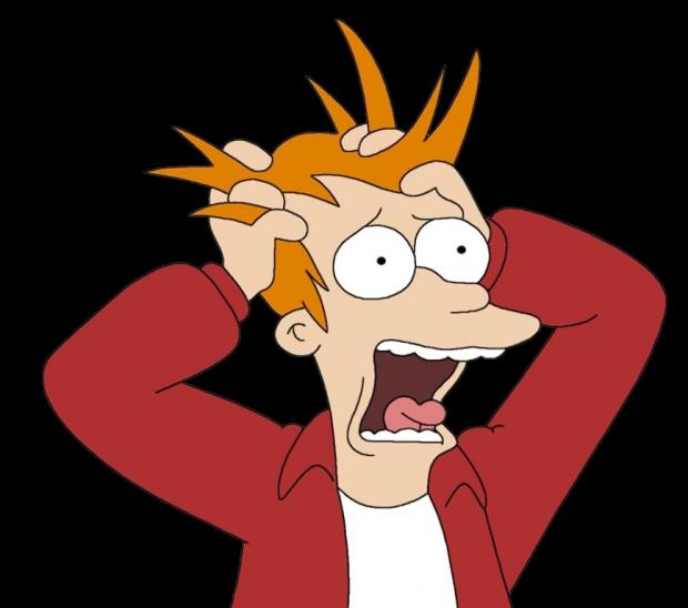 Fry from Futurama freaking out